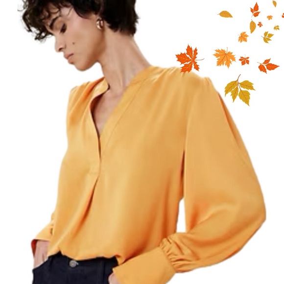 New Banana Republic VOLUME-SLEEVE BLOUSE Yellow  NWT - Picture 1 of 7